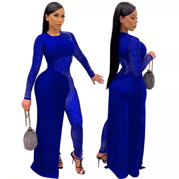 Long-sleeve asymmetrical maxi dress