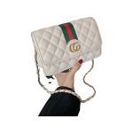 pink quilted shoulder crossbody bag with a gold tone chain strap and gold tone double G style hardware