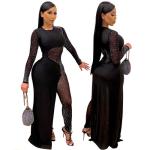 Long-sleeve asymmetrical maxi dress